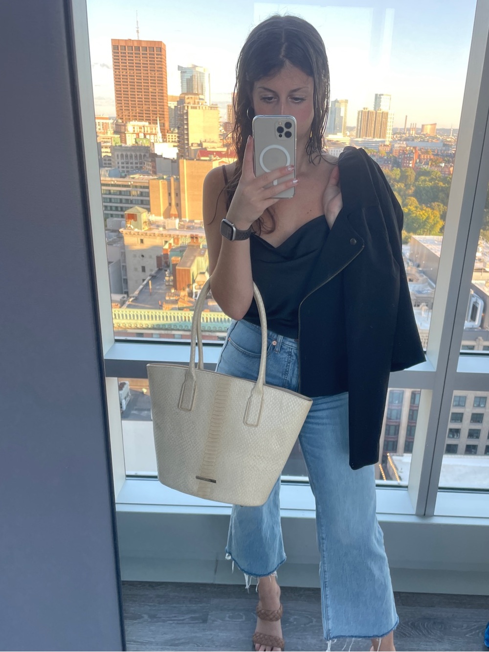 Classic Light Wash Wide Leg Crop Jeans